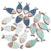 Logbuch-Verlag Pesci Decorativi in Legno, Set di 36: Piccoli Elementi per Decorazioni Comunione, Battesimo, Matrimonio, Baby Shower, centrotavola marini, Legno Blu Bianco Turchese, Decorazioni Fai da Te, 6 cm