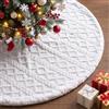 Lanpn Tappeto sotto Albero di Natale Copribase Albero 150cm, Extra Grande Copertura Base Tappetino Copri Base Piede Gonna per la Decorazioni per Interni per Feste Invernali in casa (Bianco)