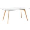 Beliani Tavolo da Pranzo Rettangolare Piano in Vetro Gambe in Legno 160 x 90 cm