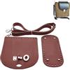 Generico 3 pz Kit per Realizzare La Base di Una Borsa all'Uncinetto con Fondo Ovale in Pelle PU con Patta Superiore Tracolla Regolabile Accessori Fai da Te per Lavorare A Maglia Una (caffè)