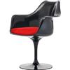 Fusion Living Poltrona Girevole Lucida - Cuscino Testurizzato - Sedie Sala de Pranzo Moderne, Sedie Cucina, Sedia da Ufficio - Nero con Cuscino Rosso