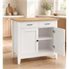 Amveya Mobile Cucina Bianco con 2 Cassetti e 2 Ante 91 x 40 x 82 cm Credenza Cucina Madia da Soggiorno Mobile da Cucina con Piano d Appoggio per Cucina Sala da Pranzo e Soggiorno