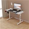 pro.tec Scrivania Regolabile in Altezza 110x60x72-112 cm con Sollevamento Elettrico, Standing Desk con Tappetino Nero per Mouse Portabicchiere Supporto Cuffia - Bianco