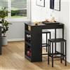 YITAHOME Set Tavolo e Sgabello da Bar,con due Sgabelli e 3 Ripiani portaoggetti,Struttura in Metallo, Nero, 91 x 90 cm