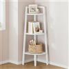 Hoctieon Scaffale d'Angolo Rustico Industriale 3 Livelli, Libreria a Scala per Soggiorno, Cucina, Ufficio Domestico, Balcone, Spazi Piccoli, Struttura in Metallo,Bianco