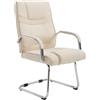 CLP Sedia Cantilever XXL Attila In Stoffa I Sedia Studio Oscillante Con Imbottitura E Comodi Braccioli Portata 180 KG Colore:crema