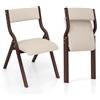 RELAX4LIFE Set di 2 Sedie da Pranzo Pieghevoli, con Telaio in Legno e Seduta Imbottita in Tessuto di Lino, Sedie da Cucina senza Braccioli con Comodo Schienale, per Cucina (Caffè+Beige)