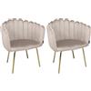 SAMIRA Poltrona conchiglia in velluto poltroncina vintage mod. Perla (2, Tortora)