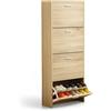 CATAVANA Scarpiera salvaspazio slim 60 cm in legno chiaro, scarpiera da ingresso con 4 ante, scarpiera 24 paia, design moderno alto e stretto, ideale come portascarpe ingresso