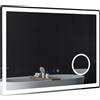 kleankin Specchio da bagno a LED kleankin, 80 x 60 cm, con ingrandimento 3x