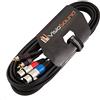 VisioSound Cavo Twin 2 x XLR Femmina a 2 x Connettore RCA Phono Oro/Cavo Patch Segnale Audio 5m
