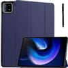 MEMELOKA Custodia per Xiaomi Pad 6/Xiaomi Pad 6 PRO con Penna Touch, Leggera e Sottile Custodia in Pelle PU, Morbido Cover per Xiaomi Pad 6 PRO/Xiaomi Pad 6 con Auto Svegliati/Sonno, Blu
