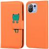 Ailisi Cover per Xiaomi Mi 11 Lite/Xiaomi 11 Lite 5G NE, Orange Flip Cover Cartoon Cute Frog Custodia Protettiva Caso Libro in Pelle PU con Portafoglio, Funzione Supporto - Rana, Arancia
