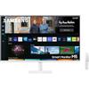 Samsung Smart Monitor M5, Flat 27'', 1920x1080 (Full HD), Piattaforma Smart TV (Amazon Video, Netflix), Airplay, Mirroring, Office 365, Wireless Dex, Casse Integrate, IoT Hub, WiFi, Bianco