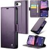Idhiem Flip Libro Wallet Cover per iPhone 16e, Viola | Pelle PU Premium, Custodia Portafoglio Flip Libro, Blocco RFID, Slot per Carte, Antiurto Wallet Cover, Funzione Supporto
