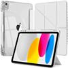 EspZanthic Custodia per iPad A16 11a/10a generazione 2025/2022 con portamatite, bianca | Cover a forma di Y con supporto trasparente lucido Shell posteriore antiurto Tablet Auto Wake/Sleep Protettiva a prova di