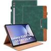Oduio Custodia per Samsung Galaxy Tab S10 Plus/S9 FE Plus/S9 Plus 12.4 Pollici Cover Protettiva in PU Case Multi-Angli Supporto Pieghevole Coperchio con Tasca, Portapenne, Porta Carte - Verde