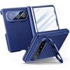 TECSHINE Cover per Telefono per HUAWEI Pura X Max, Cover Protezione Cerniera Pieghevole per Pura X Max, Supporto Obiettivo Lega, Resistente Cadute, Vetro Temperato HD, Doppio Guscio - Blu