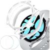 DEALELE [2+2 Pezzi Cassa Compatibile con Samsung Galaxy Watch 6 40mm / 44mm, Bling Strass Diamante + Matte Custodia Protettiva Cover + Pellicola Protettiva in Vetro Temperato, Trasparente + Bianco