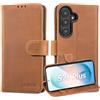 Lensun Cover in Pelle Vera per Samsung Galaxy S26+ Plus- Marrone retrò | Custodia in Vera Pelle [Libro con Portafoglio] Chiusura Magnetico Flip Custodie Cuoio