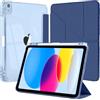EspZanthic Custodia per iPad A16 11a/10a generazione 2025/2022 con portamatite, blu | Cover a forma di Y con supporto trasparente lucido Shell posteriore antiurto Tablet Auto Wake/Sleep Protettiva a prova di
