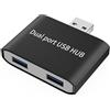 BLK Adattatore splitter USB, hub USB 3.0, 1 maschio a 2 femmina, adattatore hub di prolunga per qualsiasi dispositivo mobile (le doppie porte hanno dati e ricarica)
