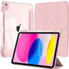 EspZanthic Custodia per iPad A16 11a/10a generazione 2025/2022 con portamatite, rosa | Cover a forma di Y con supporto trasparente lucido Shell posteriore antiurto Tablet Auto Wake/Sleep Protettiva a prova di