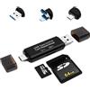 AIYEEN Lettore di Schede SD, AIYEEN 5-in-1 Micro/USB C/USB 2.0 Portatile Dual Slot OTG Adattatore di Memoria Lettore di Schede SD per TF SDXC Micro SD Micro SDHC Card Compatibile con Laptop, Galaxy S21