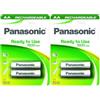 PANASONIC Confezione da 2 blister da 2 batterie ricaricabili NiMH Mignon AA 1900 mAh pronte all'uso