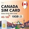 travSIM Canada SIM card | 10 GB di dati mobili con 4G/5G highspeed | Valida per 15 giorni | SIM dati per il Canada | SIM canadese per viaggi di piacere e d'affari | Facile attivazione
