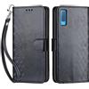 SIENIANLINE Cover per Samsung Galaxy A7 2018 custodia portafoglio Cubo - Nero | 3 scomparti carte, 1 tasca banconote, Chiusura magnetica, Supporto, Pelle PU flip cover per Samsung A7 2018