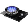 CHALKE Fornello a Gas da 33 cm, Padella con Anello di Fuoco a Nove camere da 4,2 kW, Piano Cottura in Vetro temperato Nero con Protezione antifiamma, conversione Gas NG/GPL. (Color : A, Size : LPG)