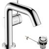 hansgrohe Tecturis S - Rubinetto per lavabo con scarico a tirante, risparmio energetico (CoolStart), Miscelatore lavabo risparmio idrico (EcoSmart) con altezza bocca 112 mm, cromo, 73323000