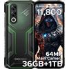 DOOGEE Blade 20 Max Rugged Smartphone, 1TB+36GB Telefono Indistruttibile, 11800mAh/33W, MTK Helio G100 Octa Core, 6.6 120Hz, 64MP+20MP+16MP, Android 15/NFC/4G Dual SIM/Face ID