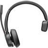 Plantronics Poly Voyager 4310 UC, Cuffia Monoaurale Senza Filo, Connessione Bluetooth e Dongle USB-C BT700, Cuscinetto in Similpelle, Autonomia 24 Ore, Base per Ricarica, Compatibile con Windows 10 e macOS, Nero