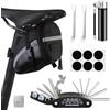LCUHAVA Kit di riparazione bici da viaggio, borsa da sella multitool per bicicletta | Kit di riparazione bici 16 in 1 con mini pompa, attrezzo multifunzione, leva pneumatici, pneumatici senza colla per mountain