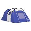 Outsunny Tenda Campeggio a Tunnel per 2-4 Persone con Camera Blu Scuro | Zona Giorno, Tenda da Campeggio Familiare, Impermeabile 3000mm, Finestre, Gancio, Borsa Trasporto, per Trekking