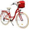 MILORD Bicicletta da donna City Bike Comfort con cestino in metallo, bicicletta olandese vintage, 26, 28 pollici, 7 marce