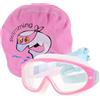 HOMSFOU Set Occhialini Nuoto Cuffia, Protezione Orecchie | Lenti ad Alta Definizione, Anti-appannamento e Tenuta Acqua, PC e Gomma, per Piscina e Scuola Nuoto
