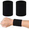 FitDA Polsini Sportivi Uomo Donna, 2 Pezzi Fascia Polso Palestra,Nero 8x8cm | Polsini Palestra in Poliestere ed Elastico, Traspirante, Comfort, Leggero i Assorbimento Sudore, per Tennis, Basket i Fitness