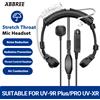 ABBREE Tubo acustico tattico per cuffia con microfono per gola acustica regolabile impermeabile per Baofeng UV-9R PRO UV 9R Plus Walkie Talkie auricolare