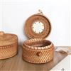 NONE Scatola portaoggetti in rattan intrecciato a mano con coperchio Contenitore per alimenti per tè in vimini Pane da picnic Cestino per torte di frutta Organizzatore da cucina B