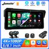 jansite Navigazione GPS per moto da 5/8,1 pollici Wireless Carplay Android Auto IPX7 Supporto per monitor Moto impermeabile 4K + 1080P Doppia lente