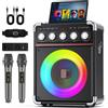 JYX Macchina per karaoke TX05 con 2 microfoni wireless, altoparlante portatile per sistema karaoke con luce RGB per supporto scatola per feste in casa, TWS