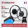 ESOULBIKE Kit di Conversione E-bike ESOULBIKE 72V 3000W, Kit di Conversione Bici Elettrica 52V 2000W con Motore Mozzo Ruota Posteriore e Batteria