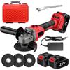 WUIETI Smerigliatrice Angolare a Batteria, 21V Brushless 12000 RPM 3 Velocità con 2 Batterie da 4.0Ah e Cassetta Portautensili per Taglio, Smerigliatura e Lucidatura