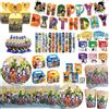 Bandai Set Completo per Feste di Compleanno a Tema Dragon Ball: Tovaglia, Stoviglie, Bicchieri, Piatti, Regali, Palloncini, Braccialetti Slap, Sacchetti Regalo per Bambini