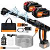 NONE Idropulitrice Senza Fili, 21V 45 Bar/652 PSI, Idropulitrice Portatile con 1/2 Batterie da 3.0Ah per Pulizia Auto/Pavimenti/Giardino