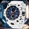 SANDA Nuovo 9094 Orologio da Uomo di Lusso per Esterni, Doppio Fuso Orario, Luminoso, Impermeabile, Cinturino in TPU, Cronografo, Data, Orologio Sportivo da Polso Maschile