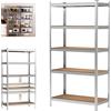 Scaffale in Metallo a 5 Ripiani, 170cmx 75cmx30cm, Scaffalatura Resistente con Altezza Regolabile, Unità di Organizzazione e Stoccaggio per Casa, Espositore Senza Bulloni, Blu/Argento